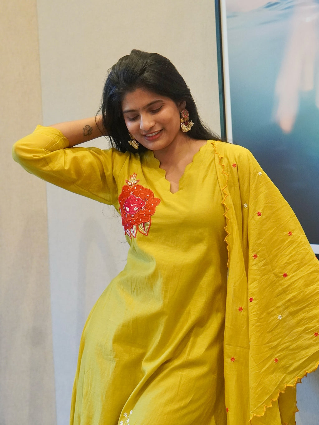 Pear Green Embroidered Kurta Set