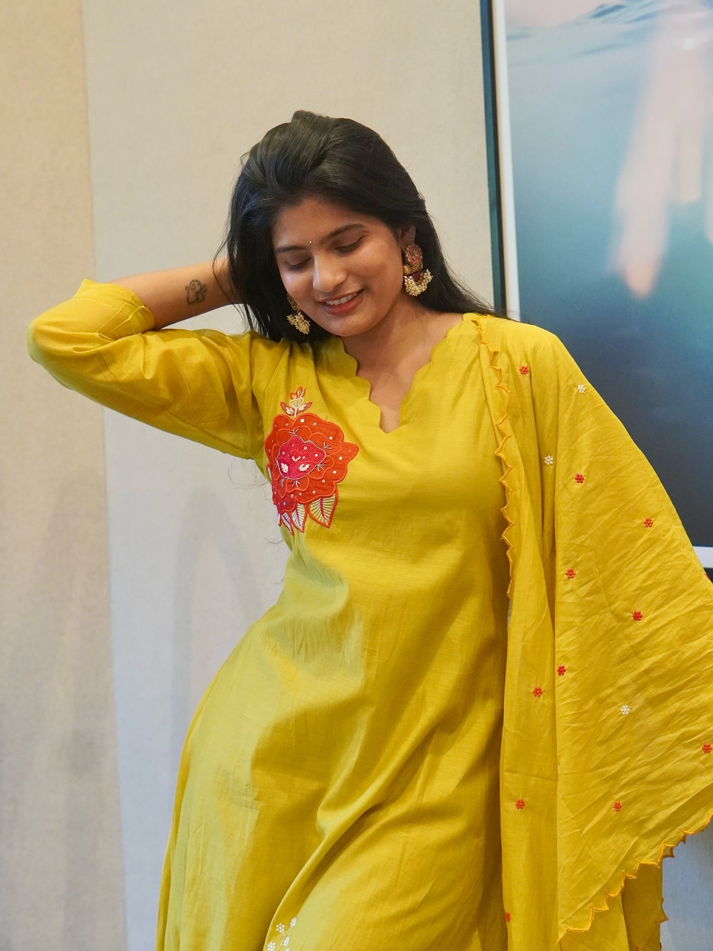Pear Green Embroidered Kurta Set