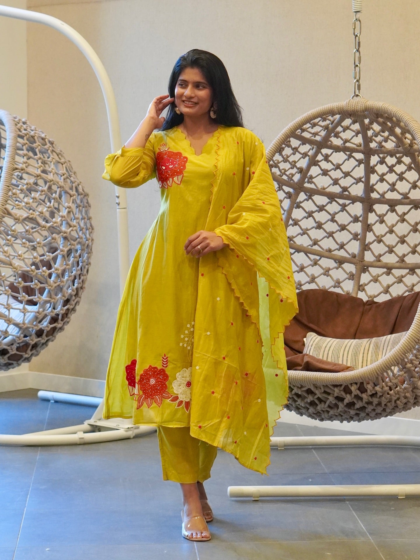 Pear Green Embroidered Kurta Set