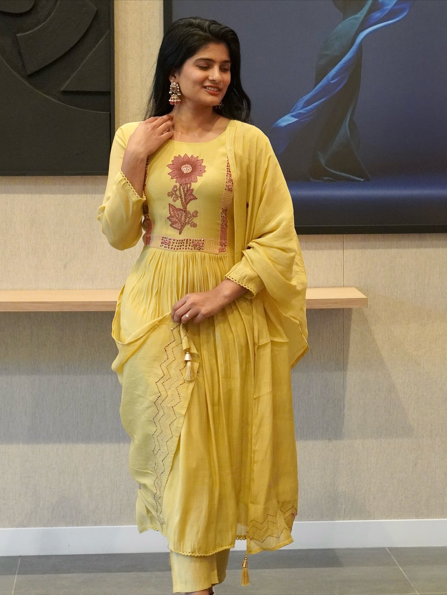 Yellow Embroidered Kurta Set