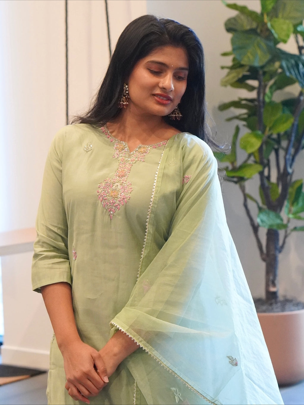 Mint Green Embroidered Kurta Set