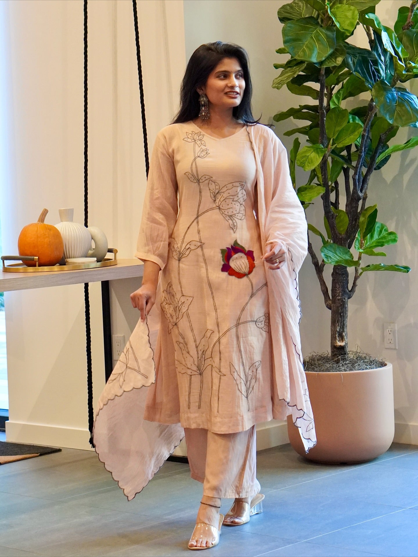 Soft Pink Embroidered Kurta Set