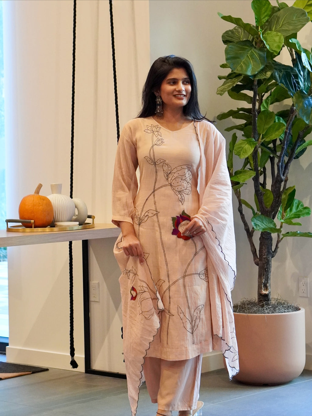 Soft Pink Embroidered Kurta Set