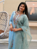 Soft Blue Embroidered Kurta Set