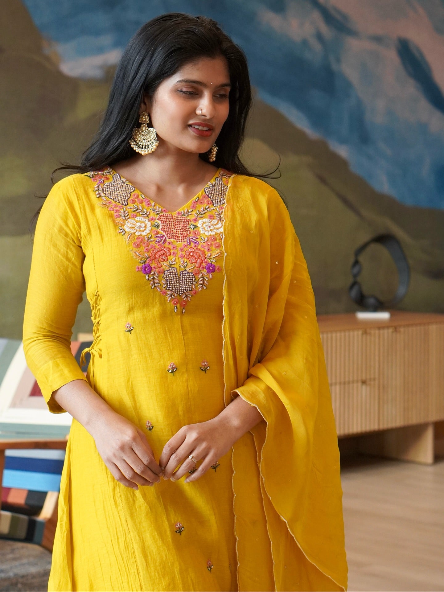 Yellow Embroidered Kurta Set