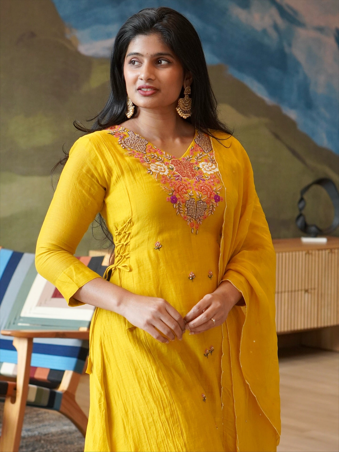 Yellow Embroidered Kurta Set