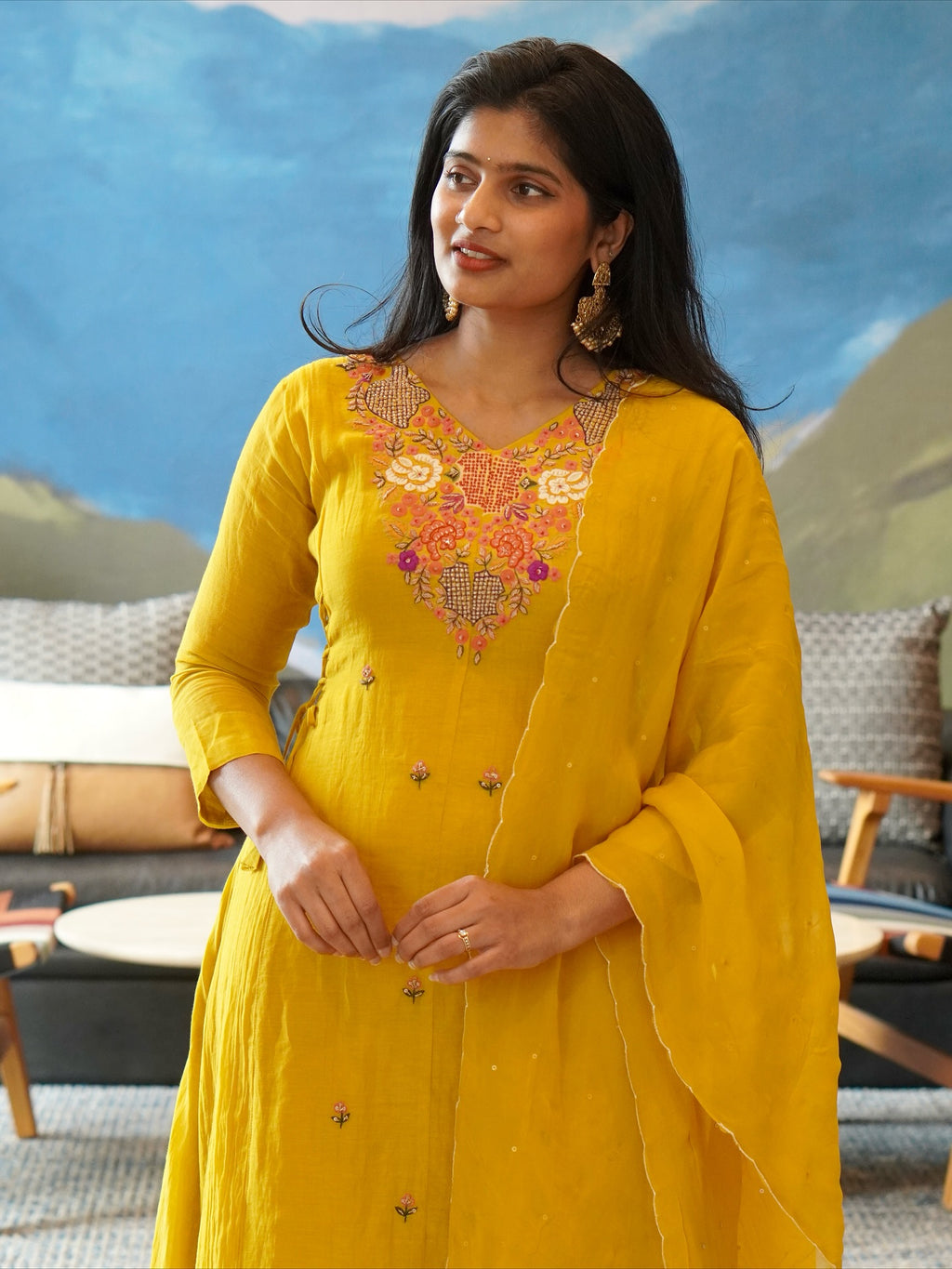 Yellow Embroidered Kurta Set
