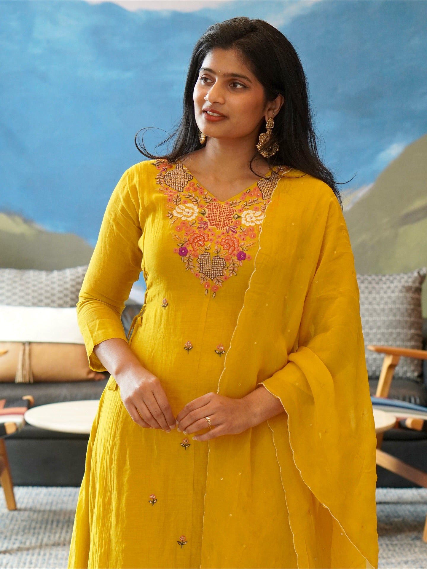 Yellow Embroidered Kurta Set