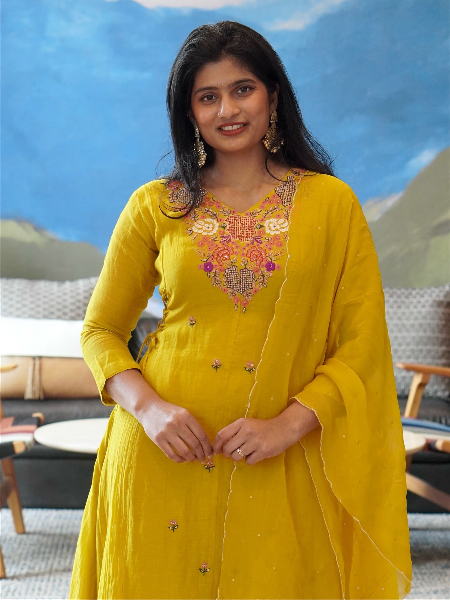 Yellow Embroidered Kurta Set