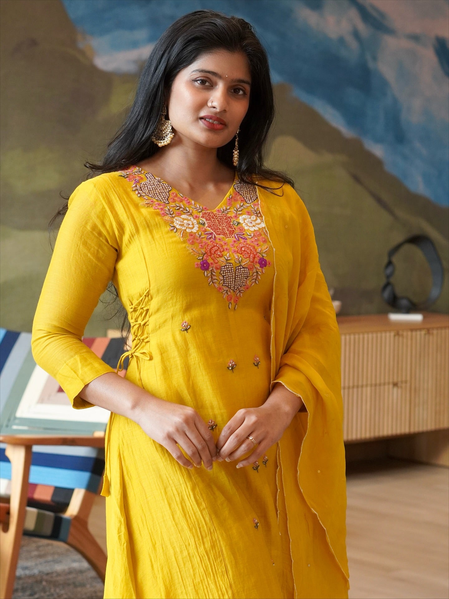Yellow Embroidered Kurta Set