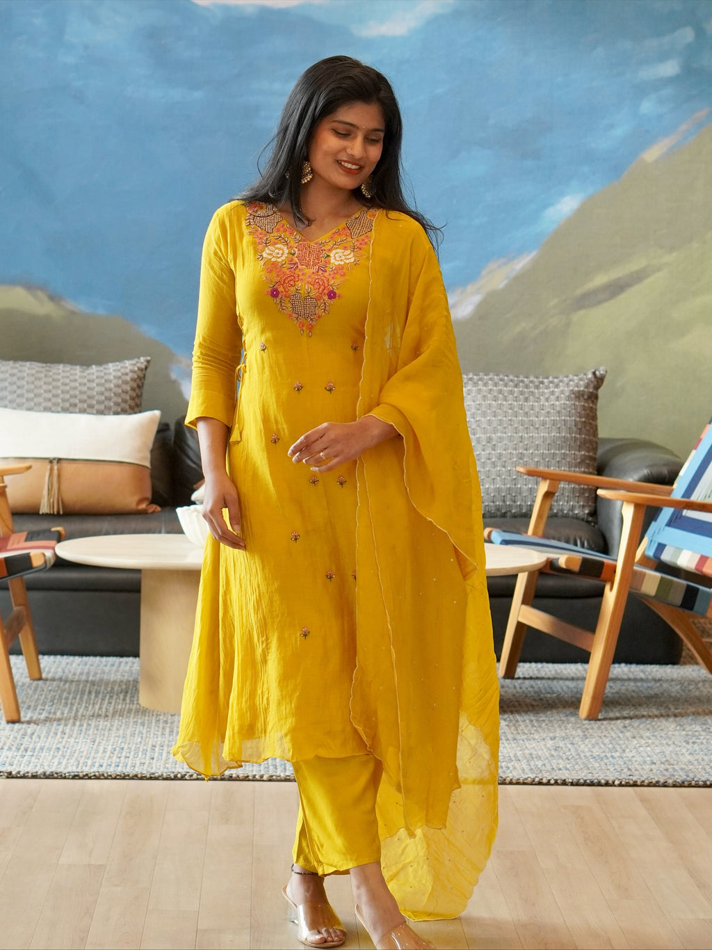 Yellow Embroidered Kurta Set