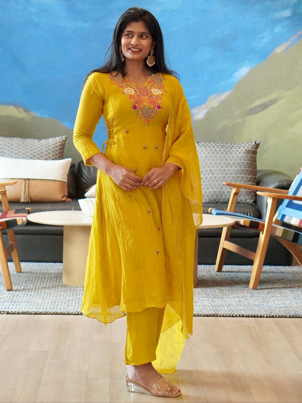 Yellow Embroidered Kurta Set