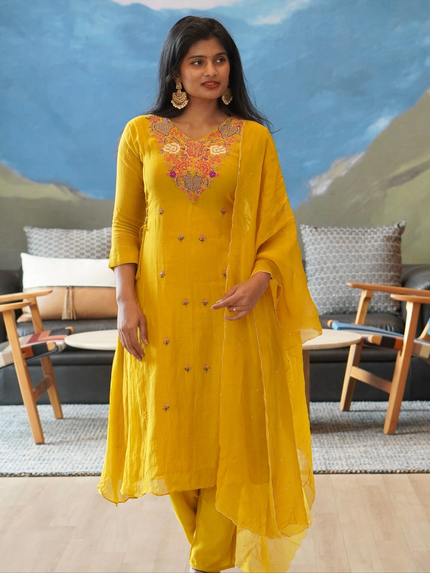 Yellow Embroidered Kurta Set