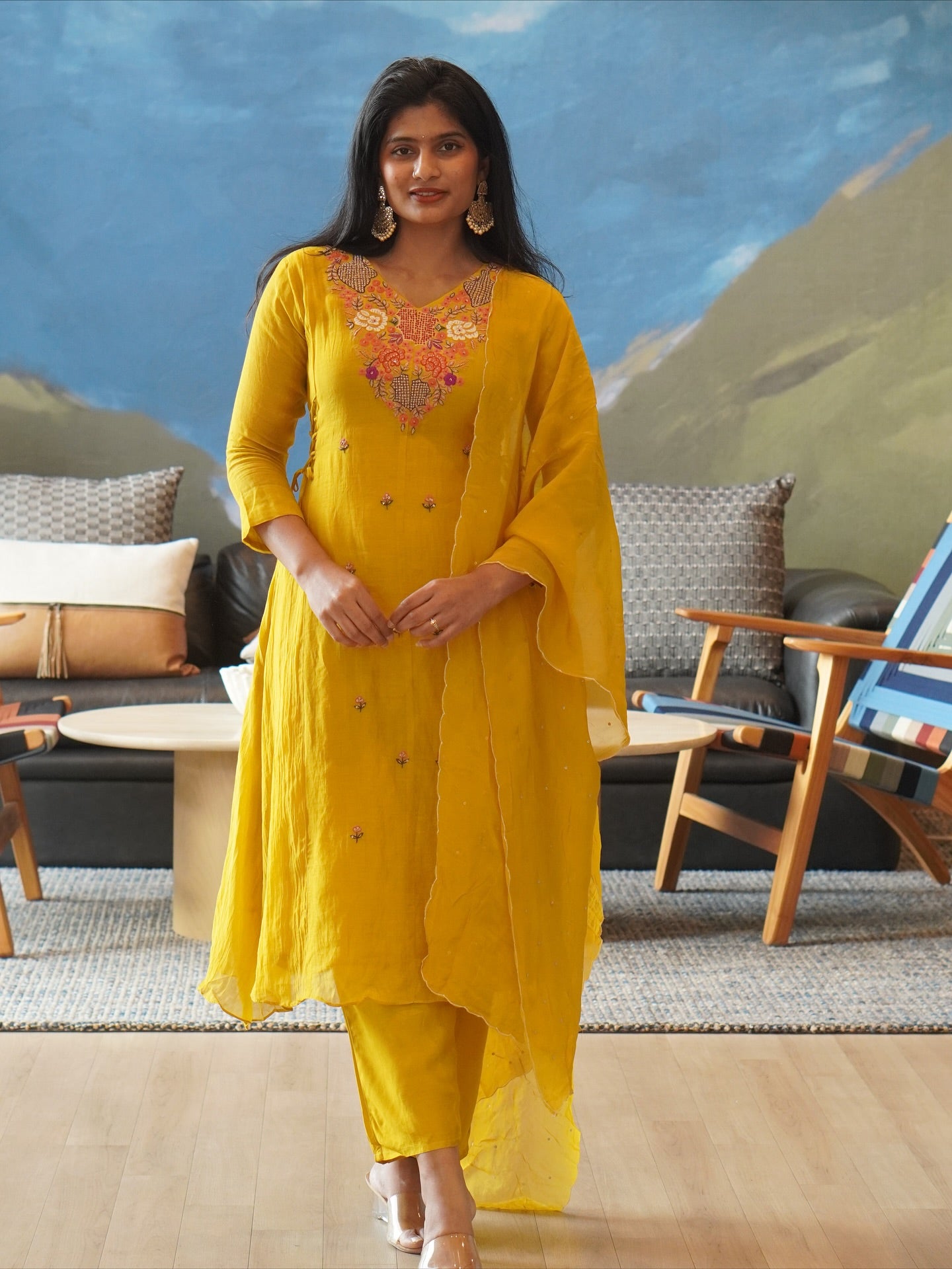 Yellow Embroidered Kurta Set