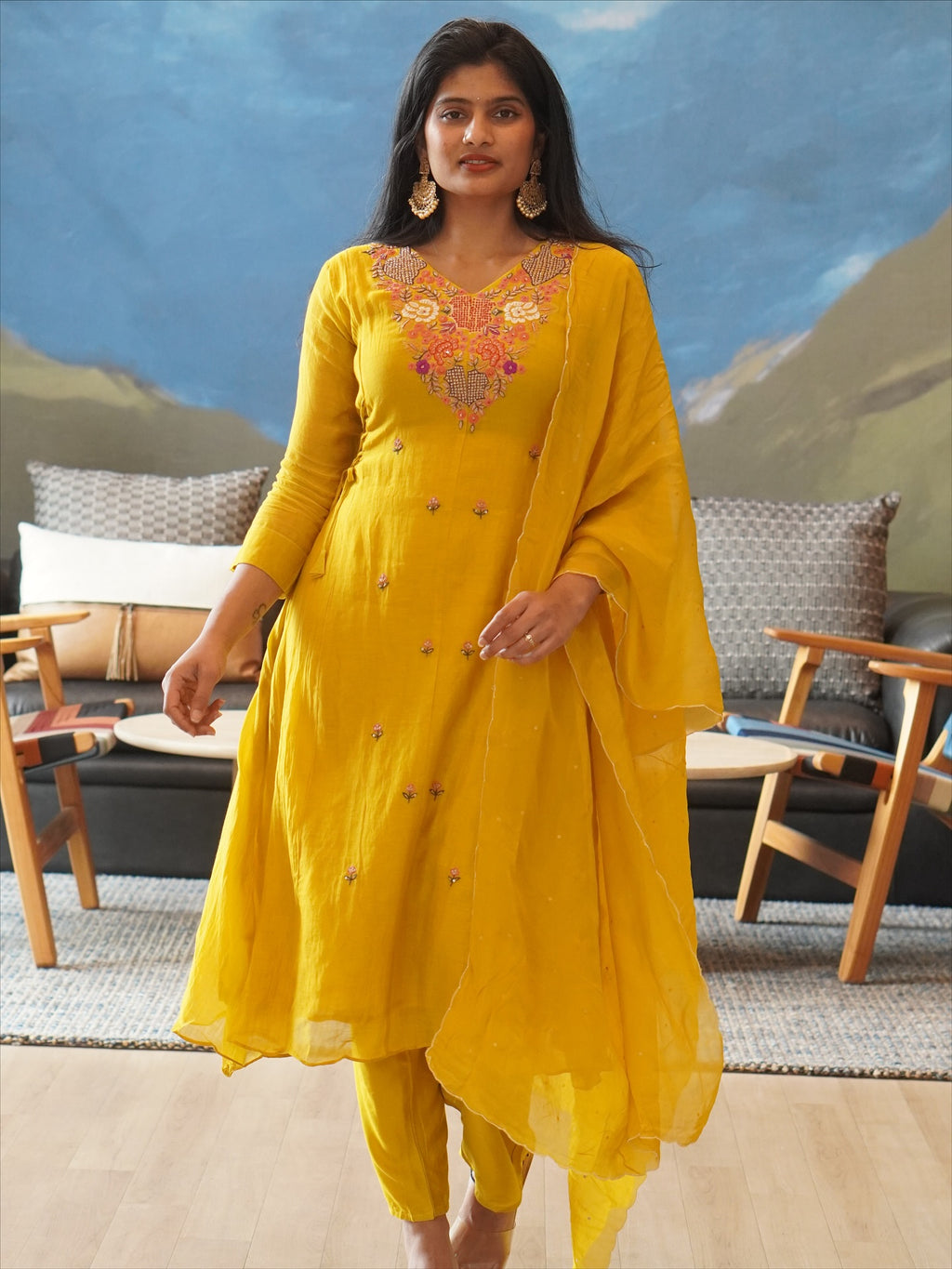 Yellow Embroidered Kurta Set