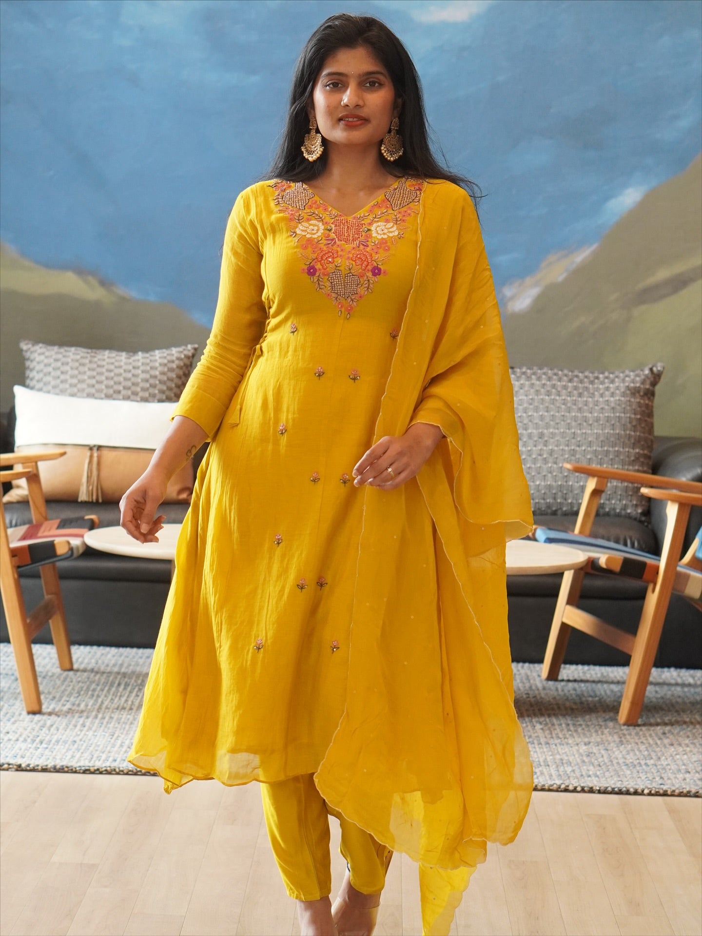 Yellow Embroidered Kurta Set