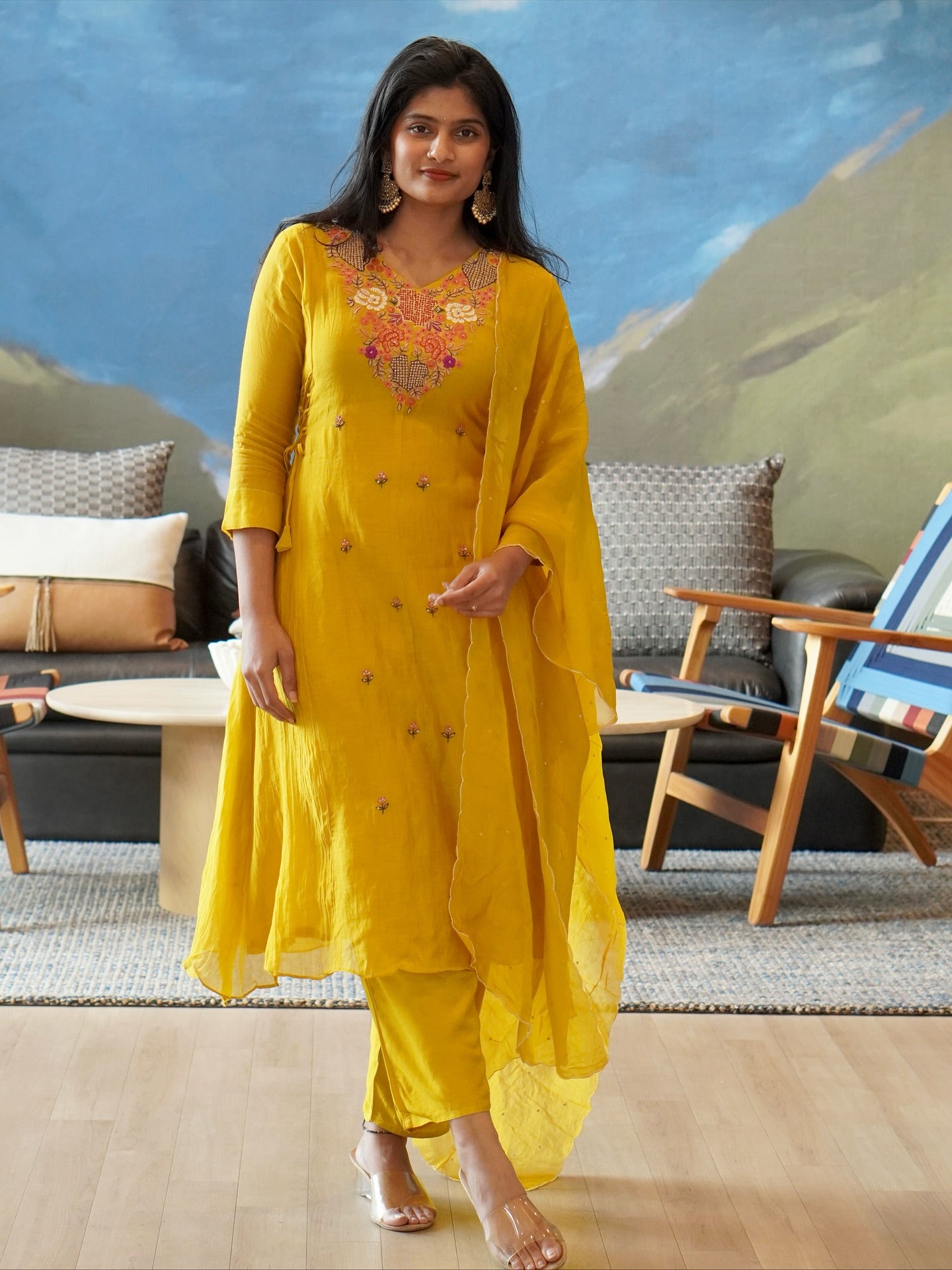 Yellow Embroidered Kurta Set