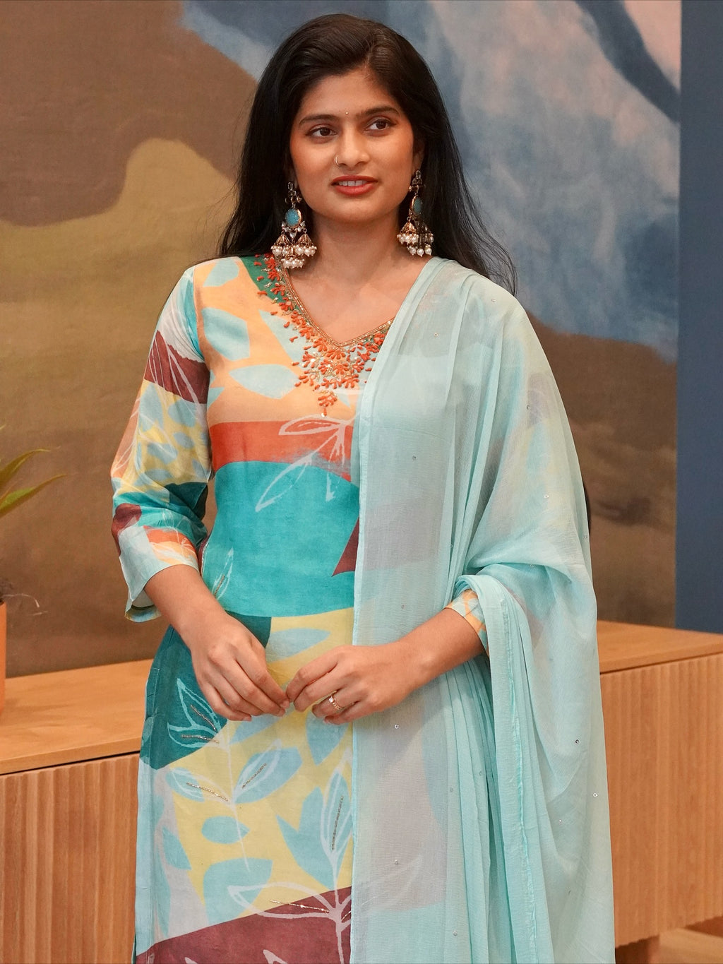 Multi Color Embroidered Kurta Set