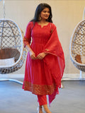 Rani Pink/Olive Green Kurta Set