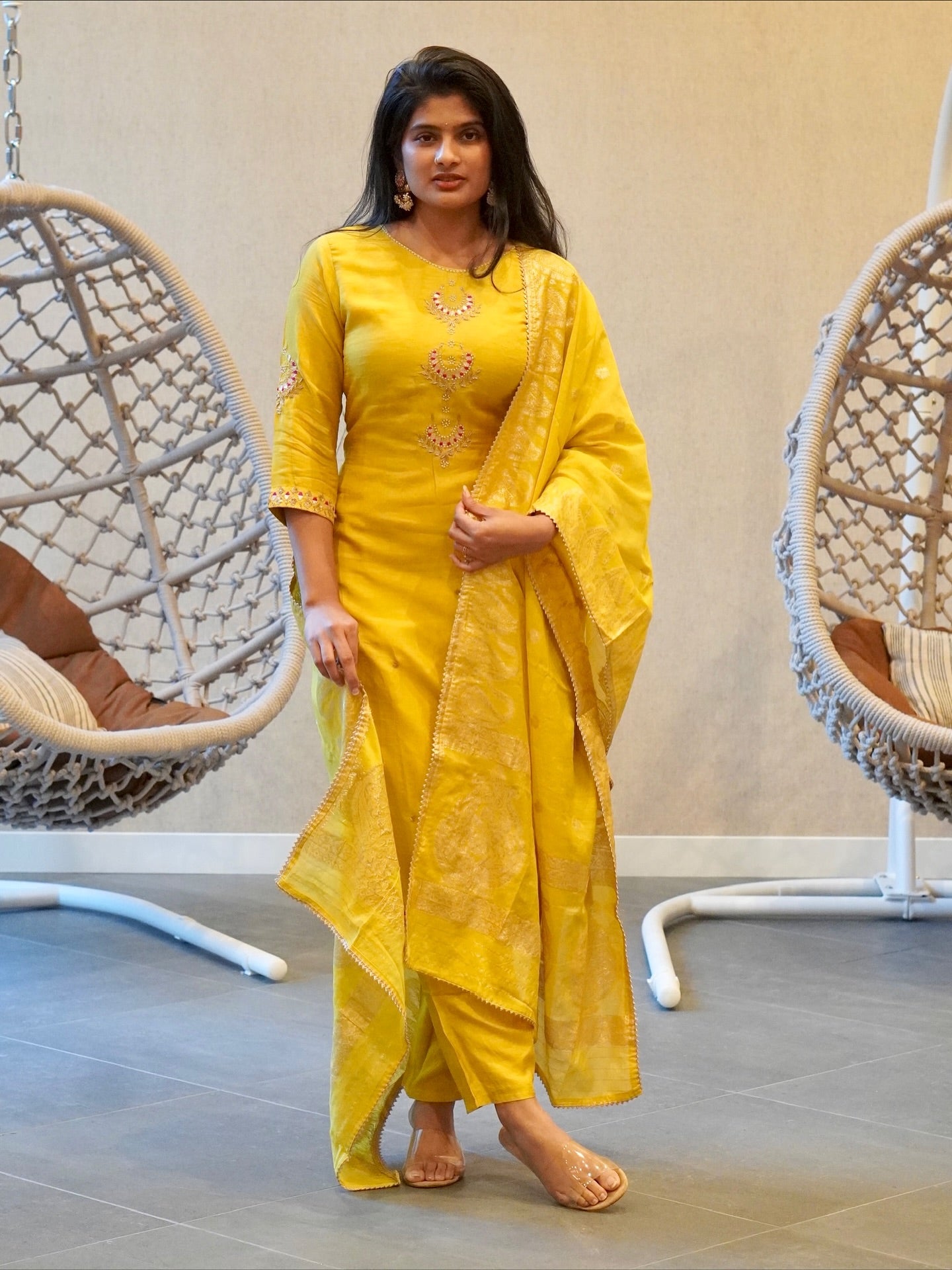 Yellow Embroidered Kurta Set