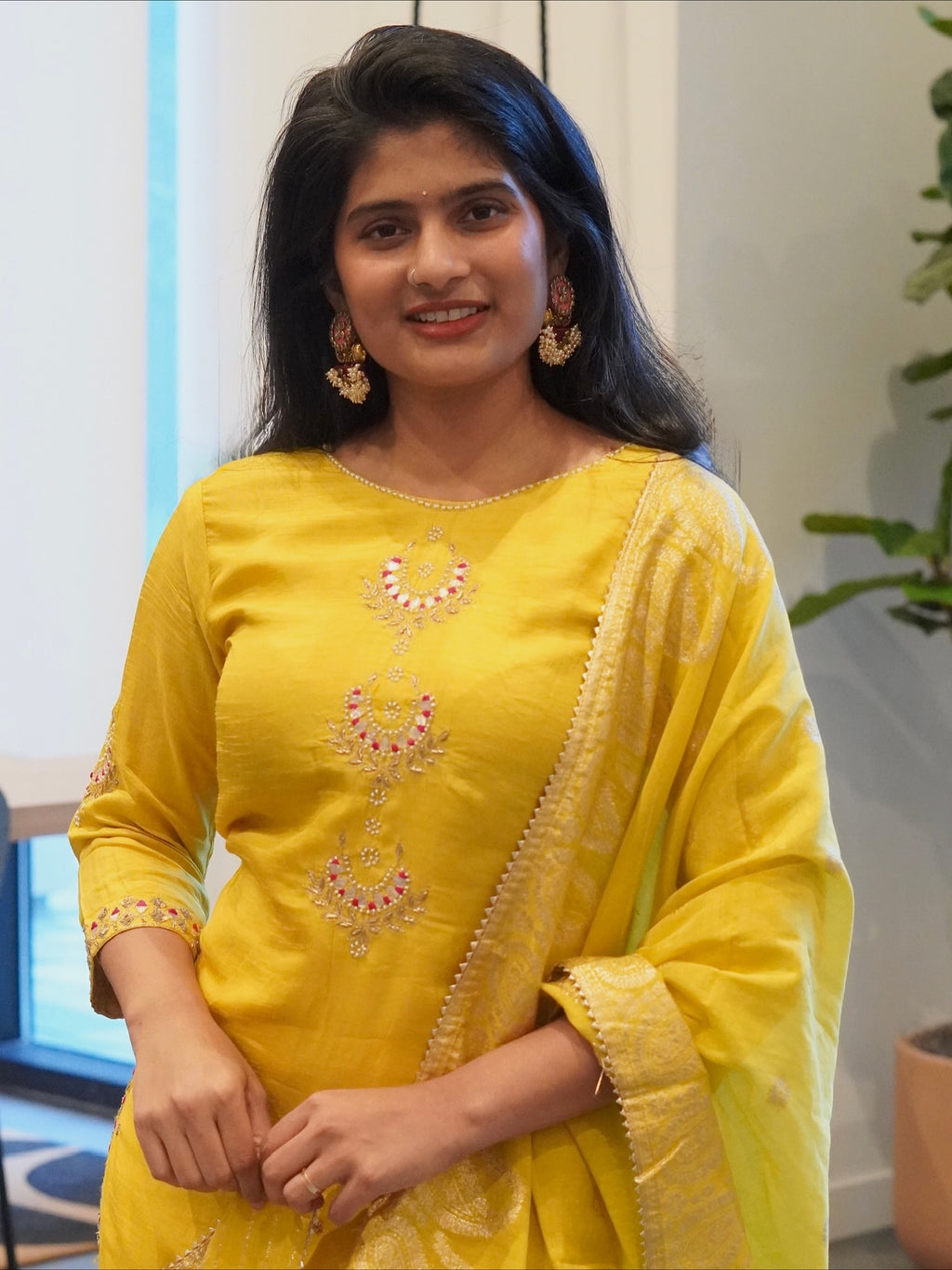Yellow Embroidered Kurta Set