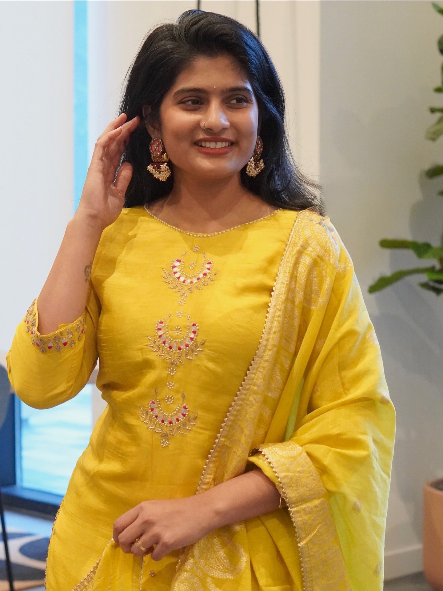 Yellow Embroidered Kurta Set