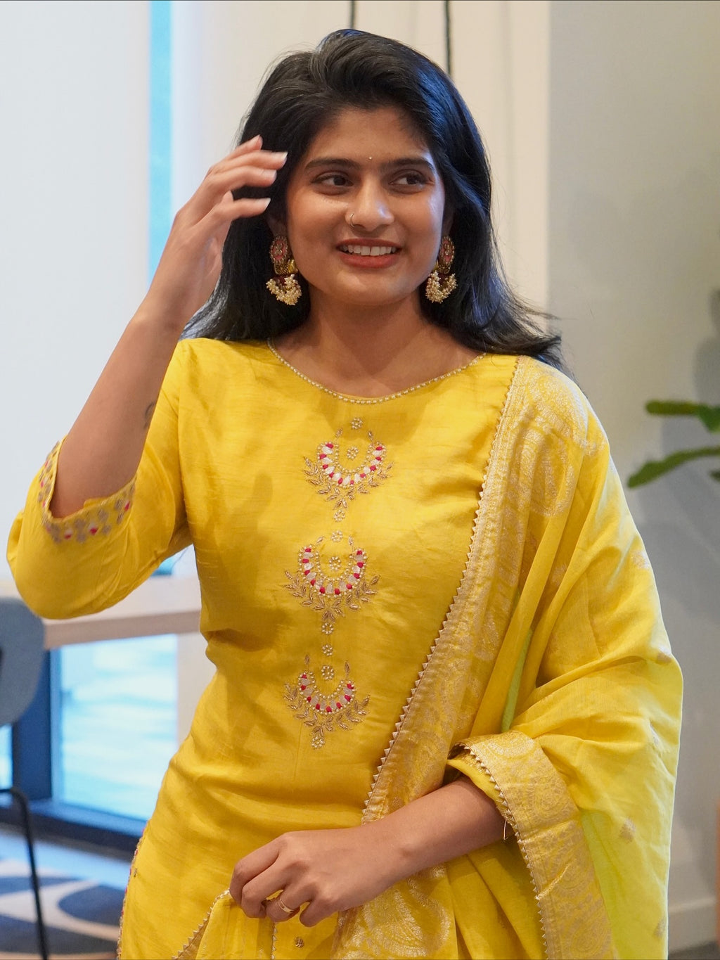 Yellow Embroidered Kurta Set