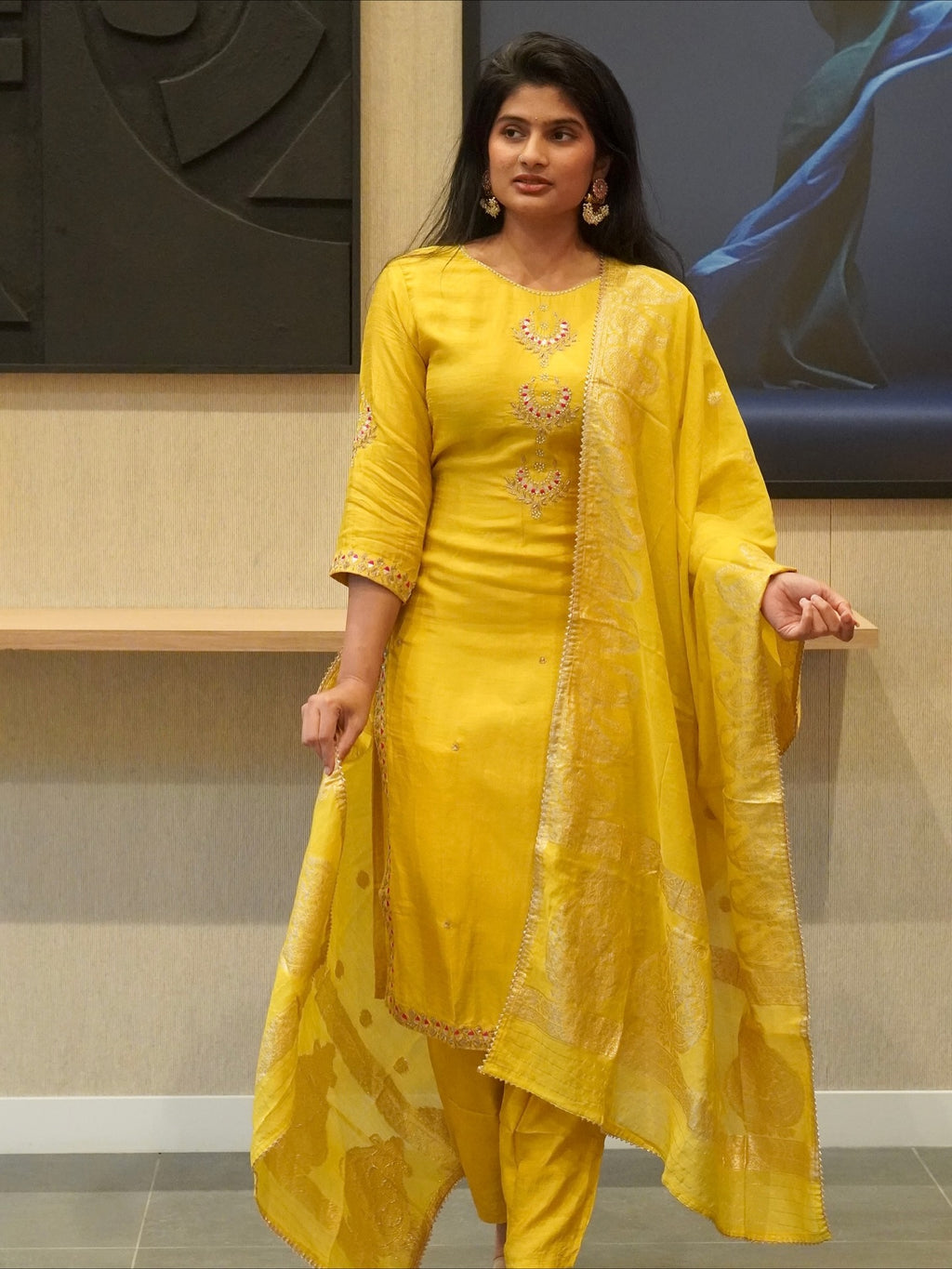 Yellow Embroidered Kurta Set