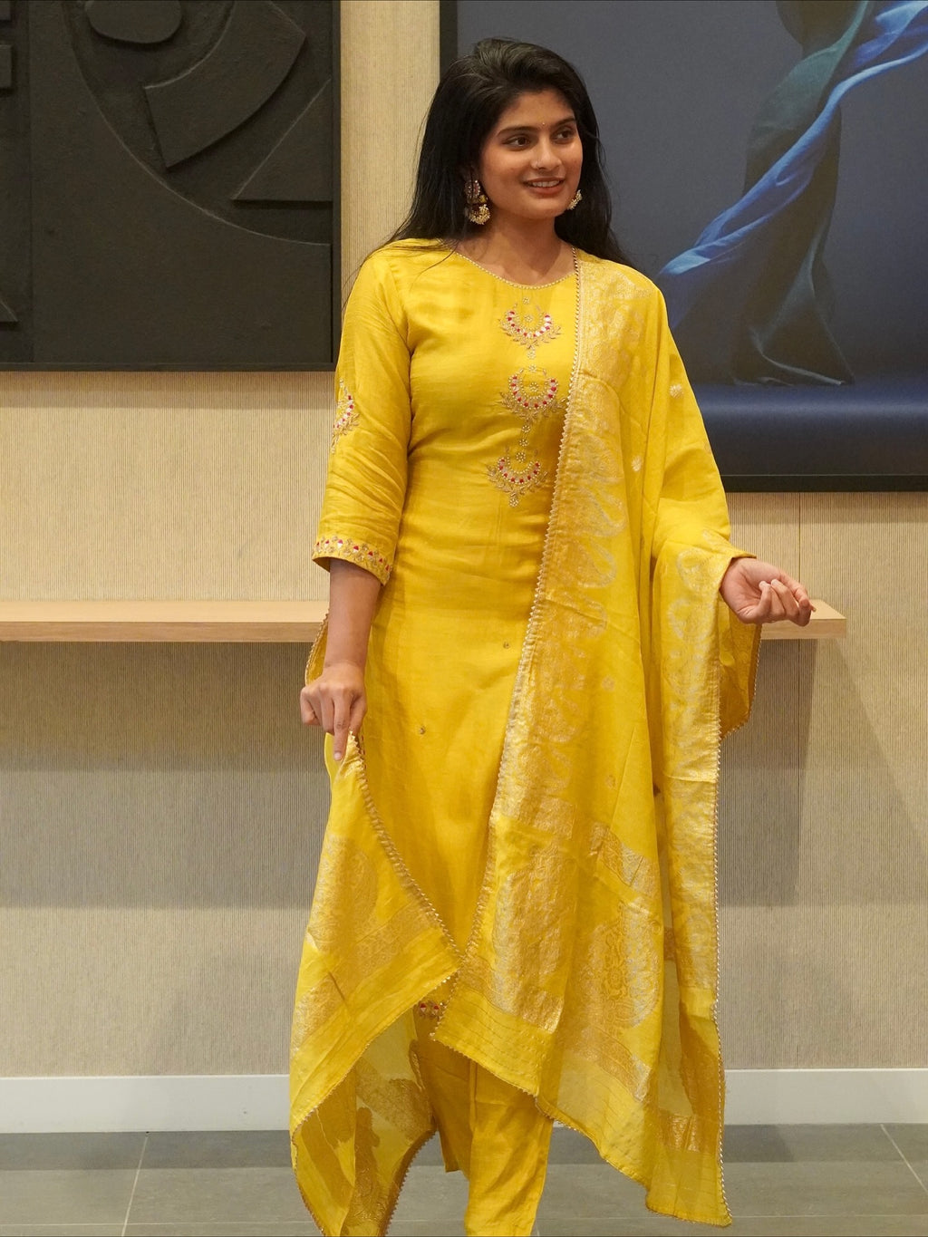 Yellow Embroidered Kurta Set