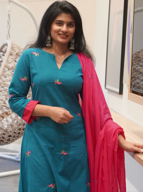 Blue and Pink Kurta Set