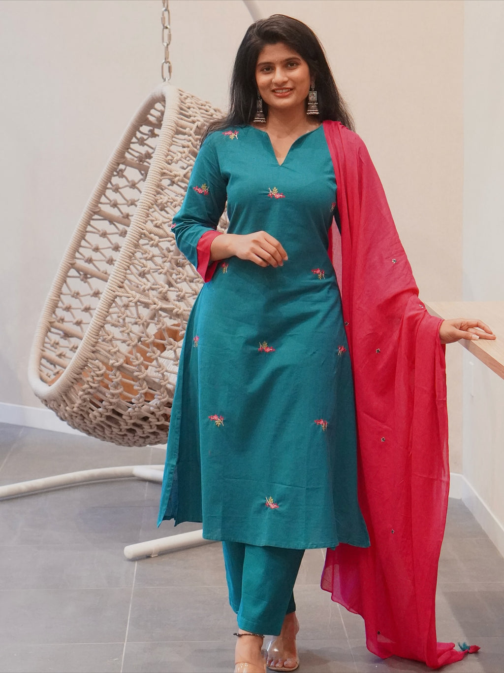 Blue and Pink Kurta Set
