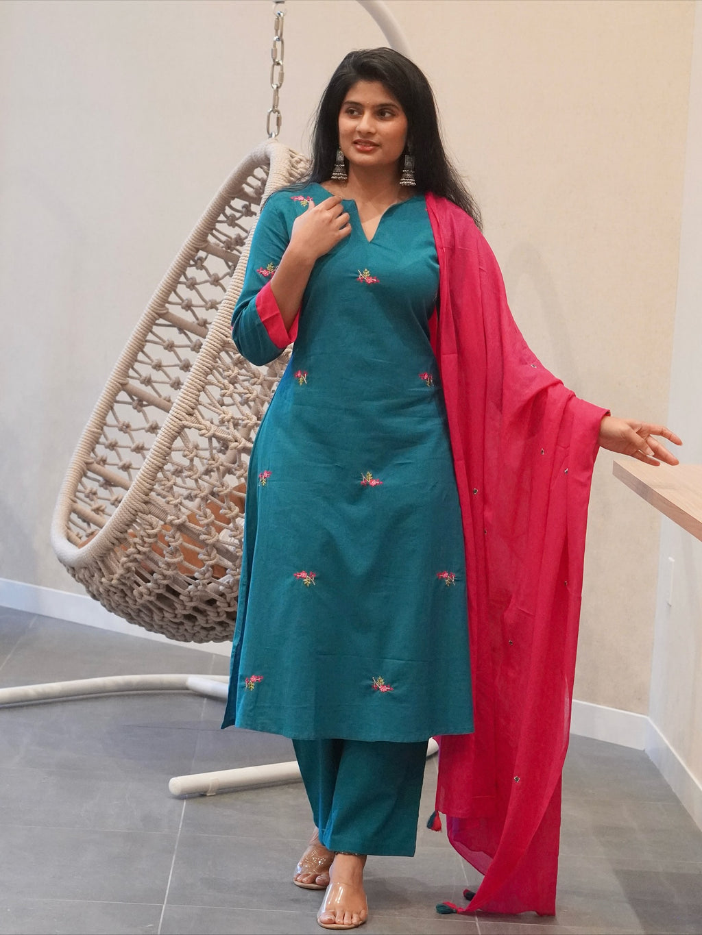 Blue and Pink Kurta Set