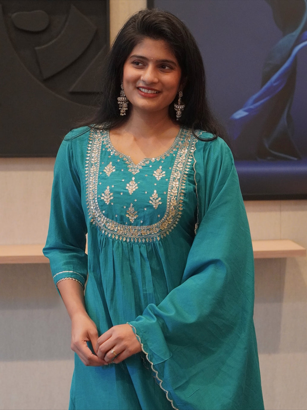 Teal Blue Kurta Set