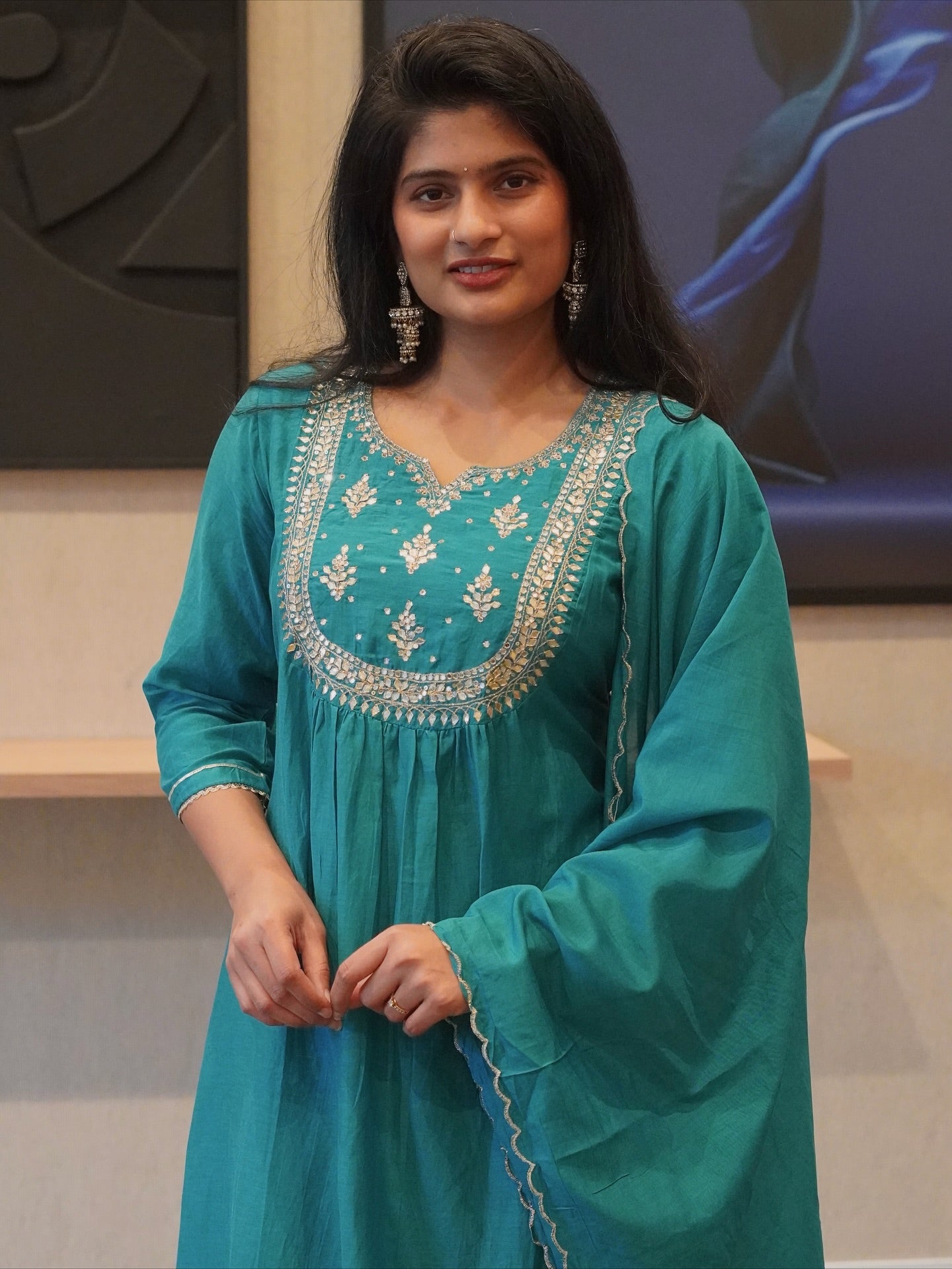 Teal Blue Kurta Set