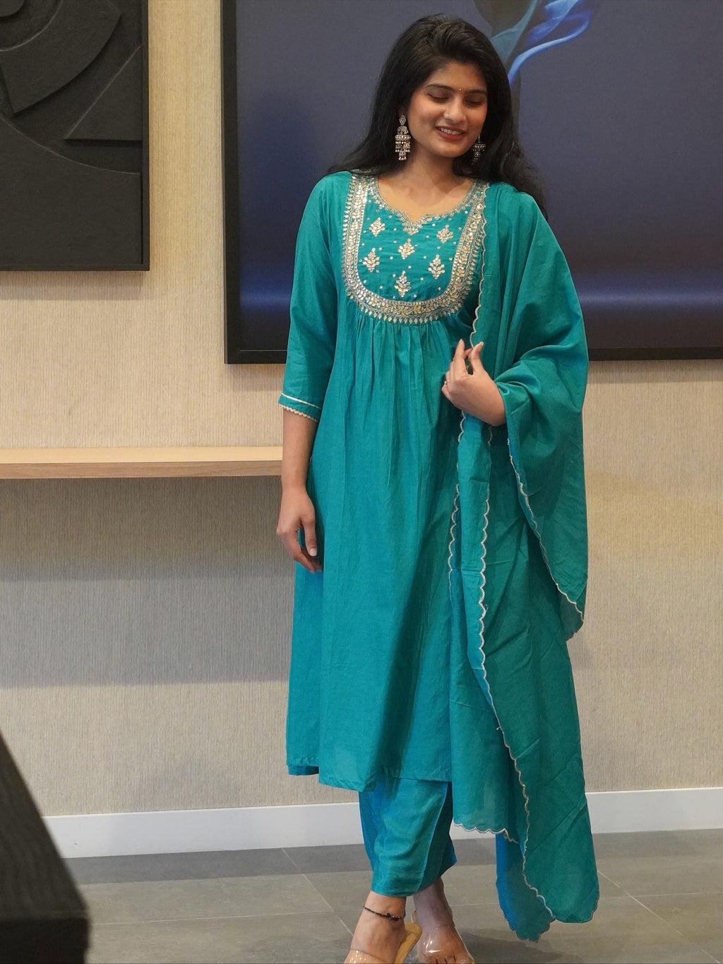 Teal Blue Kurta Set
