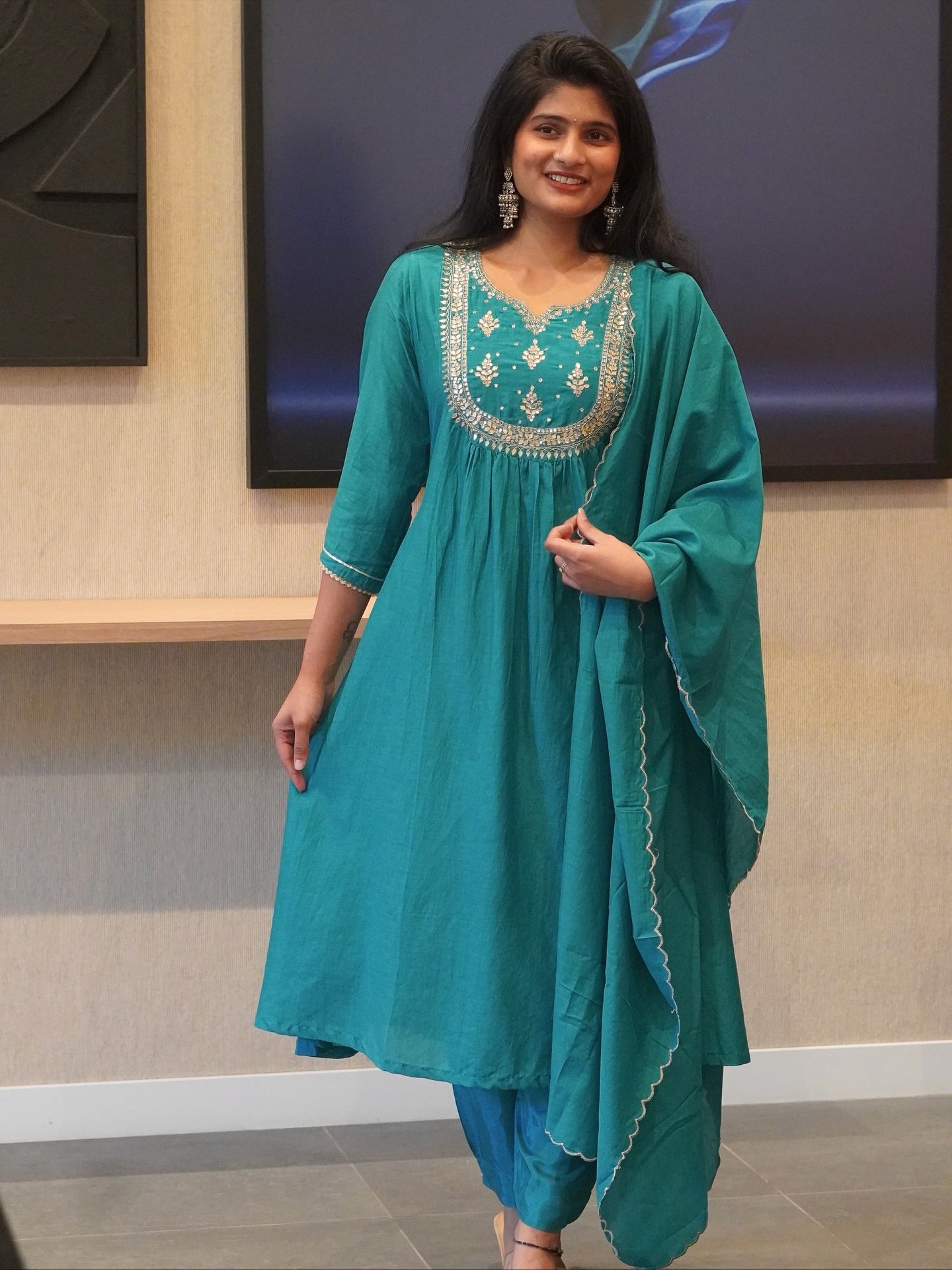 Teal Blue Kurta Set