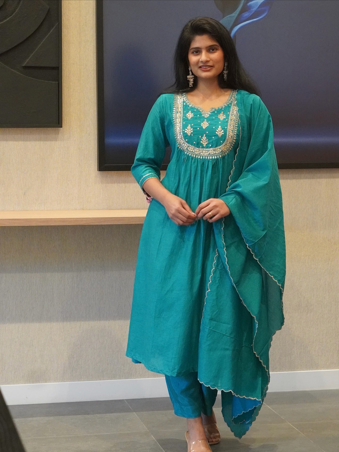 Teal Blue Kurta Set