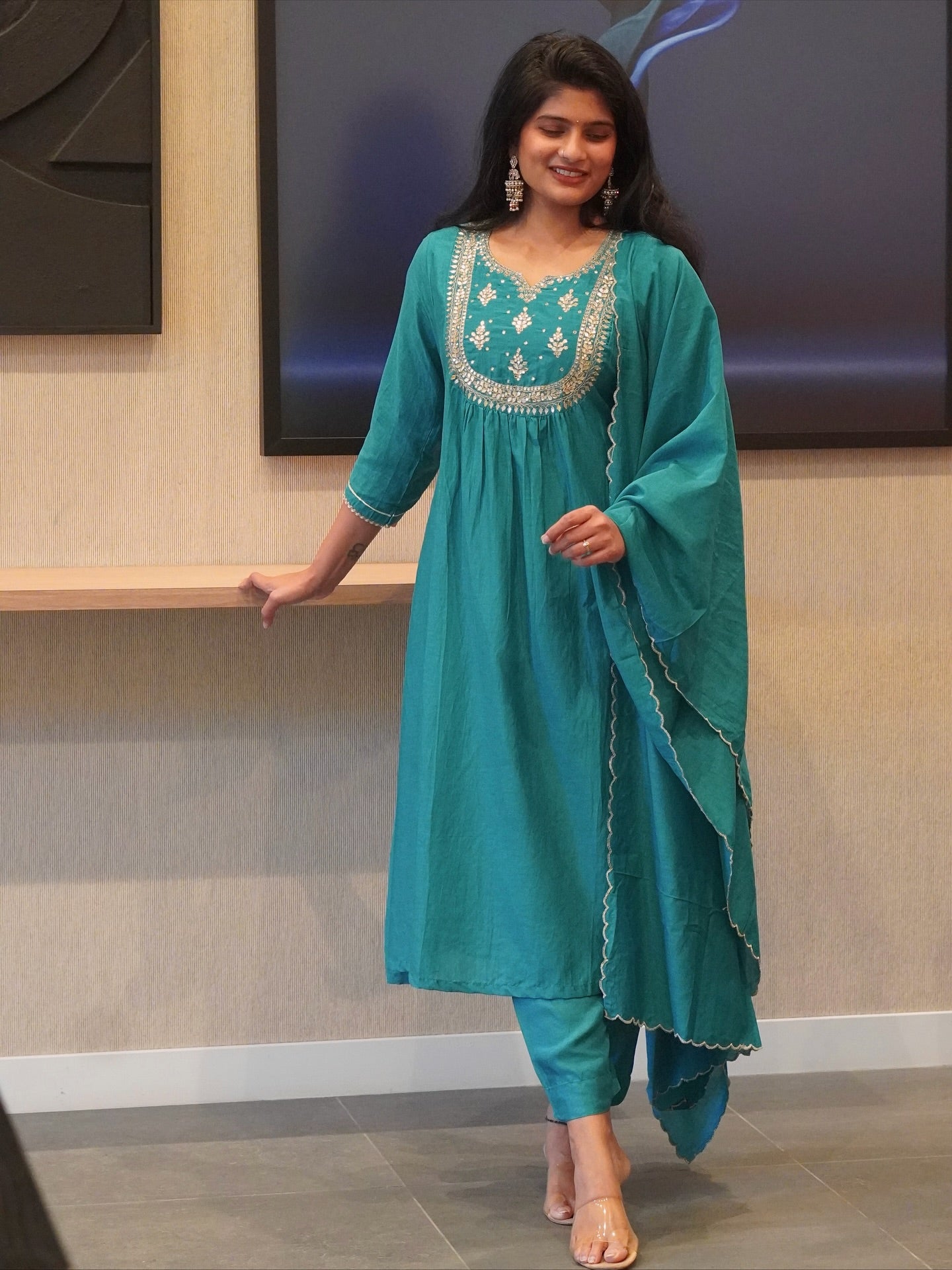 Teal Blue Kurta Set