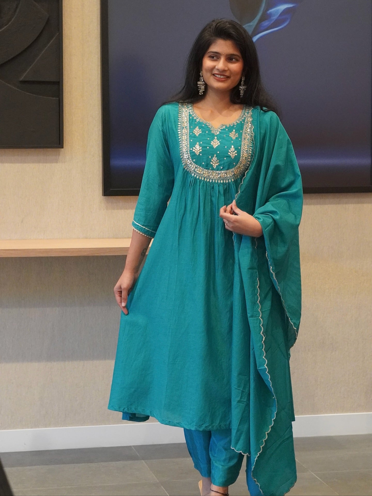 Teal Blue Kurta Set