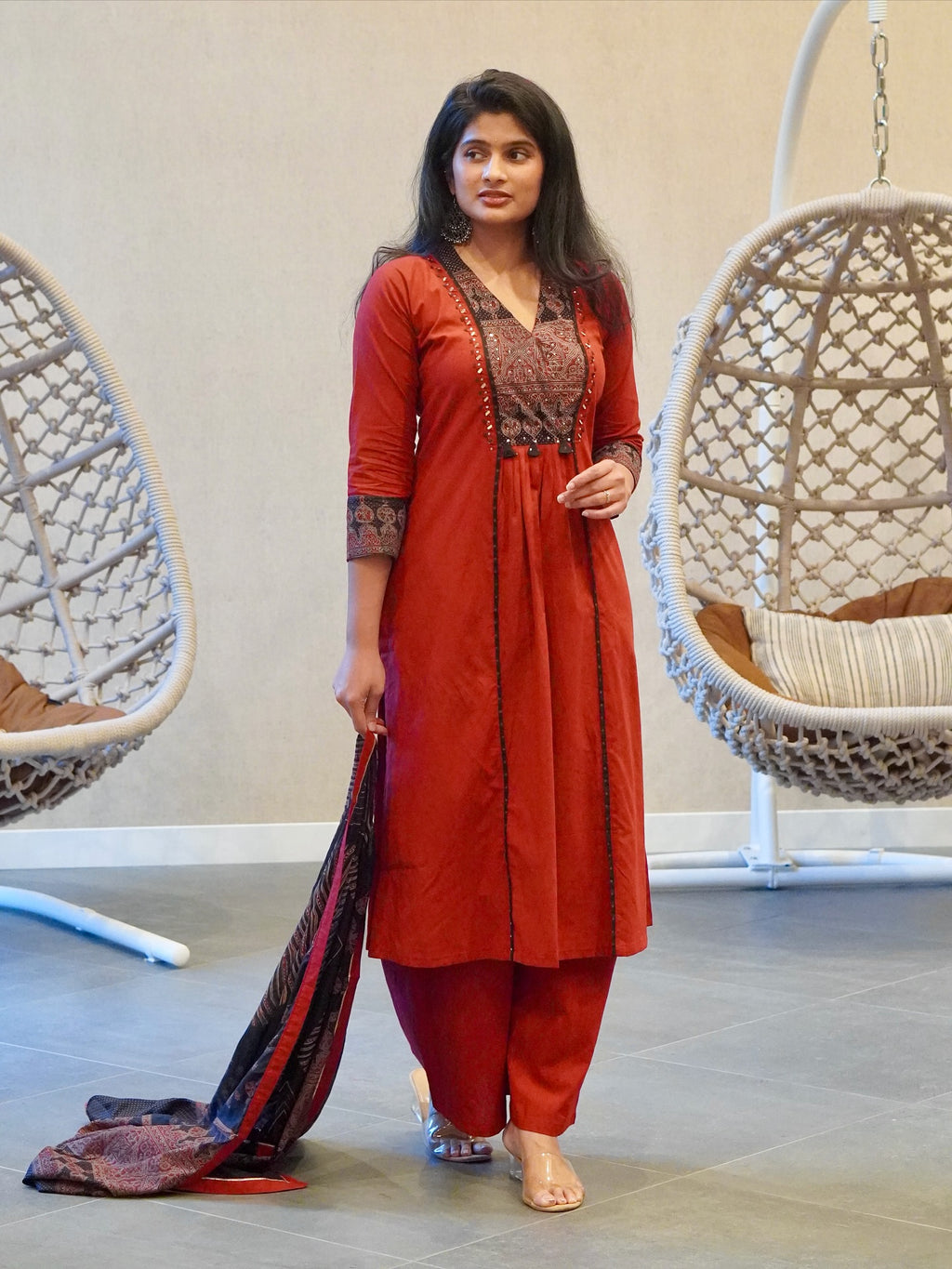 Reddish Maroon Kurta Set