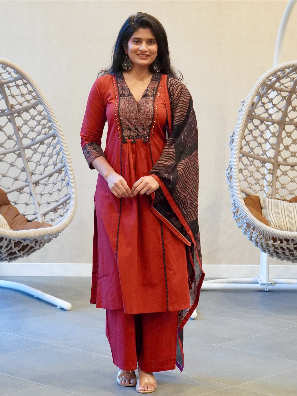 Reddish Maroon Kurta Set