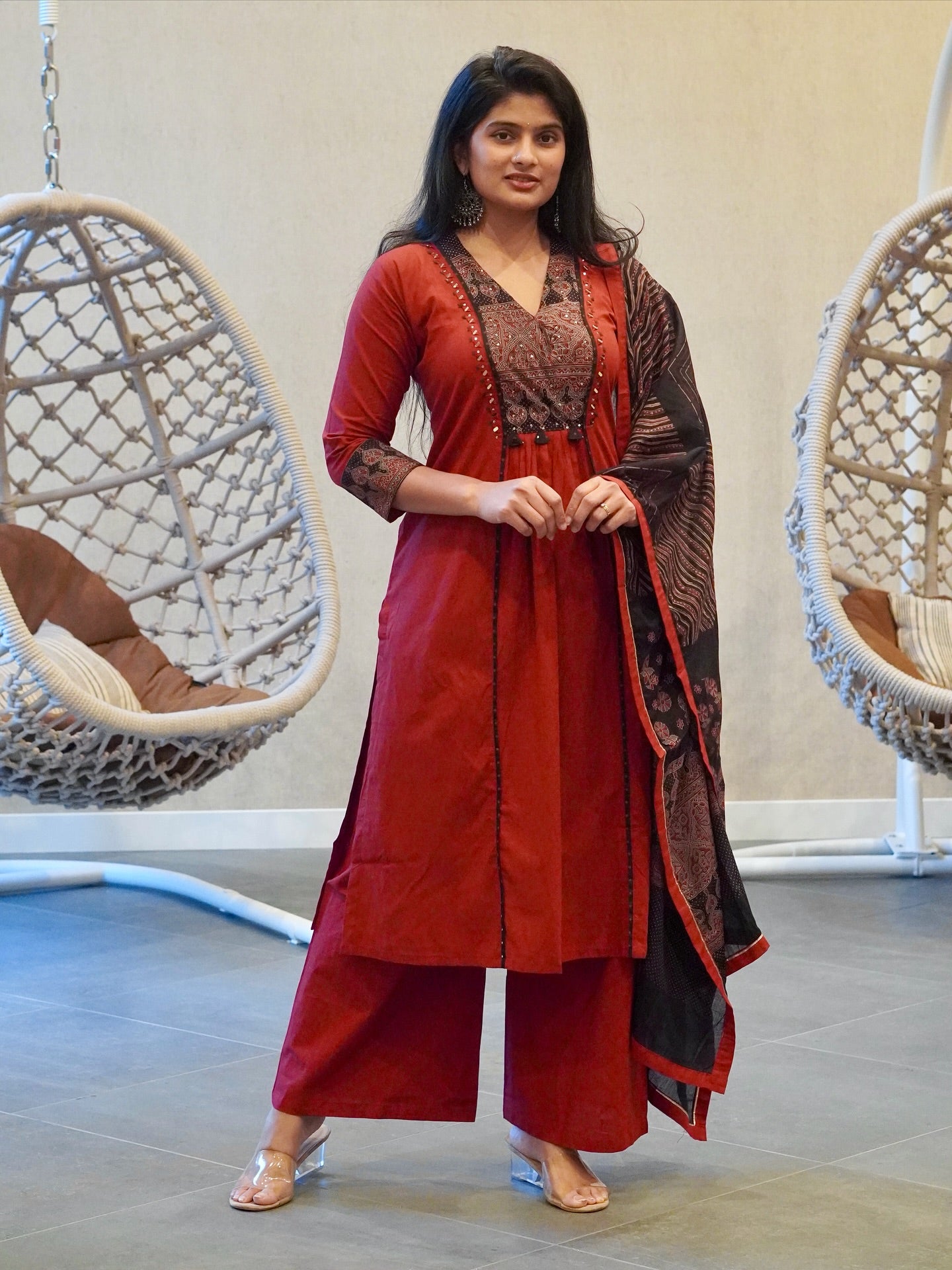 Reddish Maroon Kurta Set
