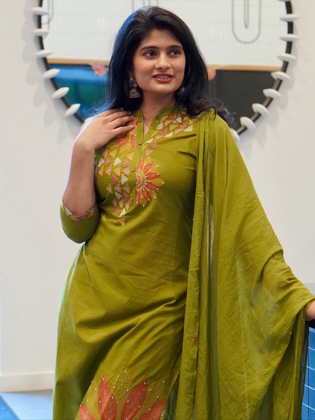 Olive Green Kurta Set