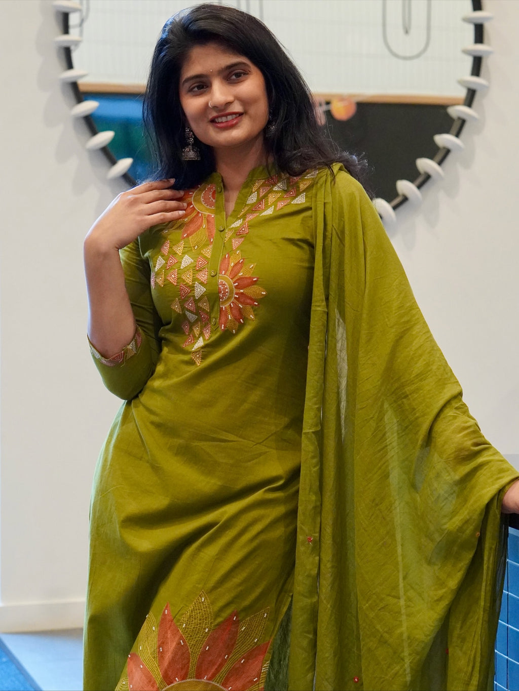 Olive Green Kurta Set