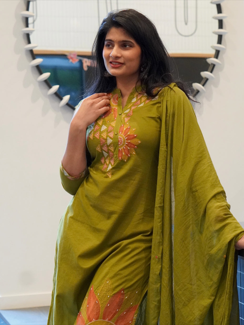 Olive Green Kurta Set