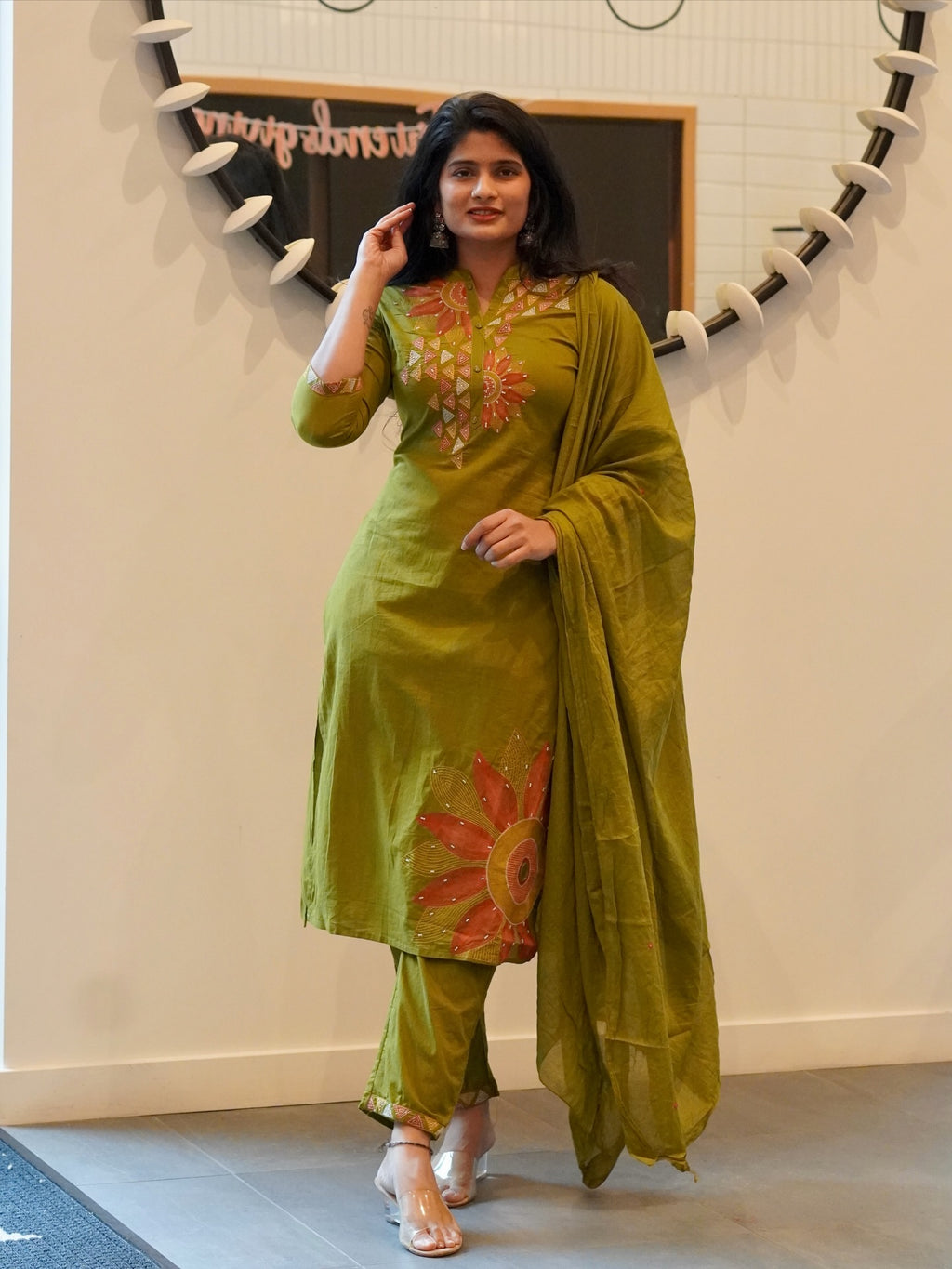 Olive Green Kurta Set
