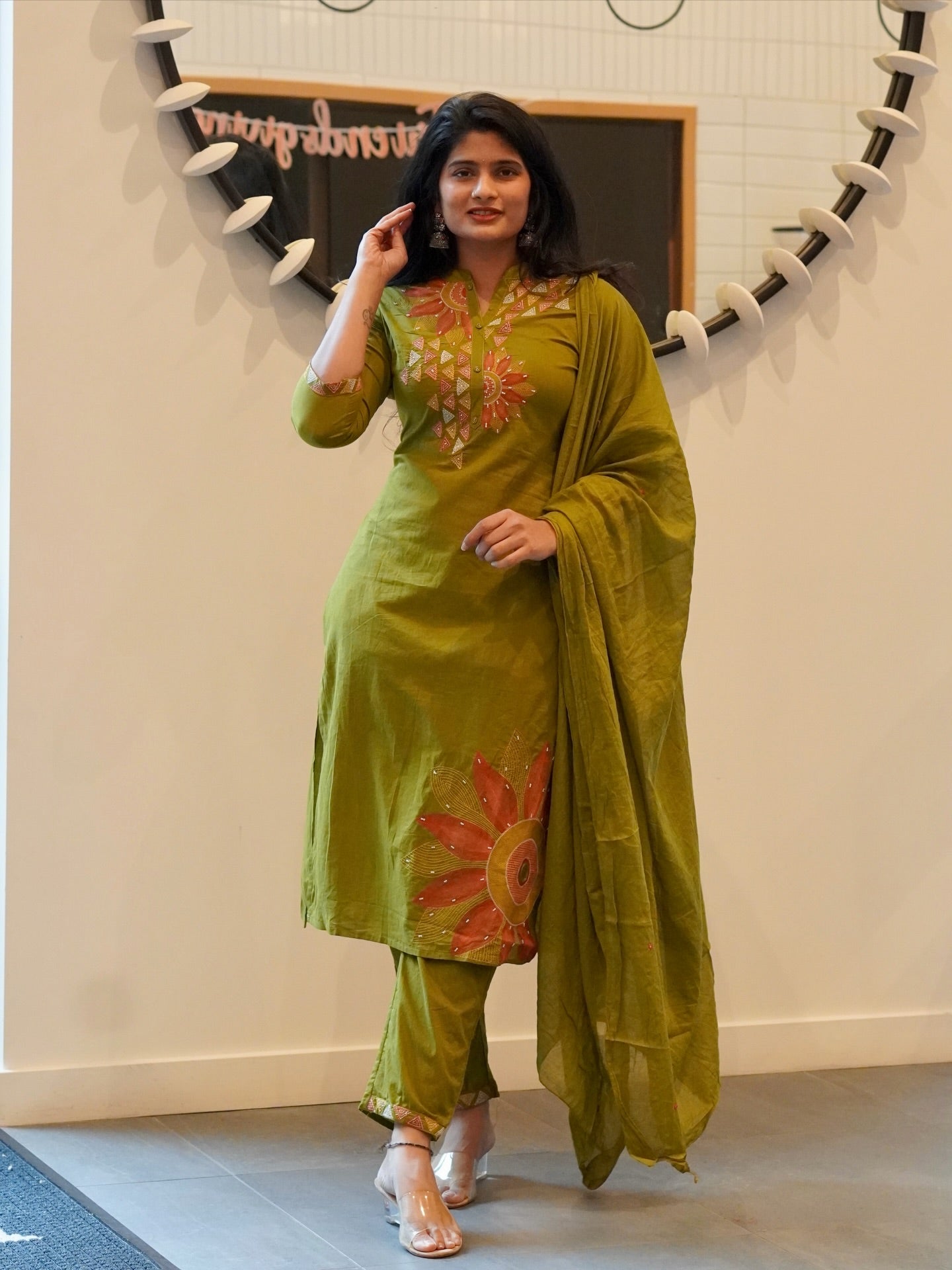 Olive Green Kurta Set