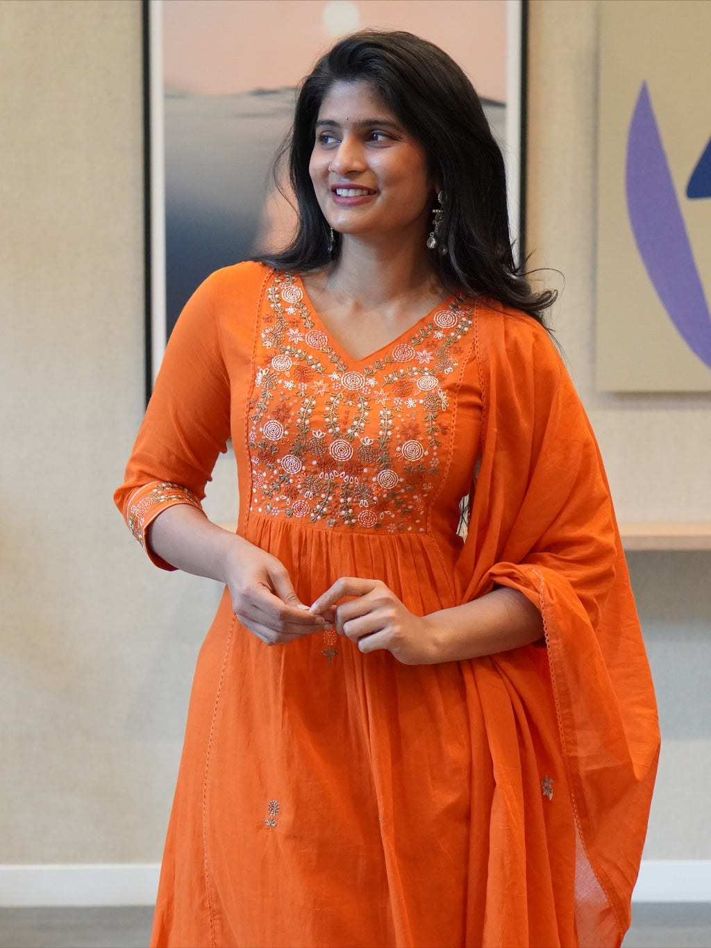 Orange Kurta Set