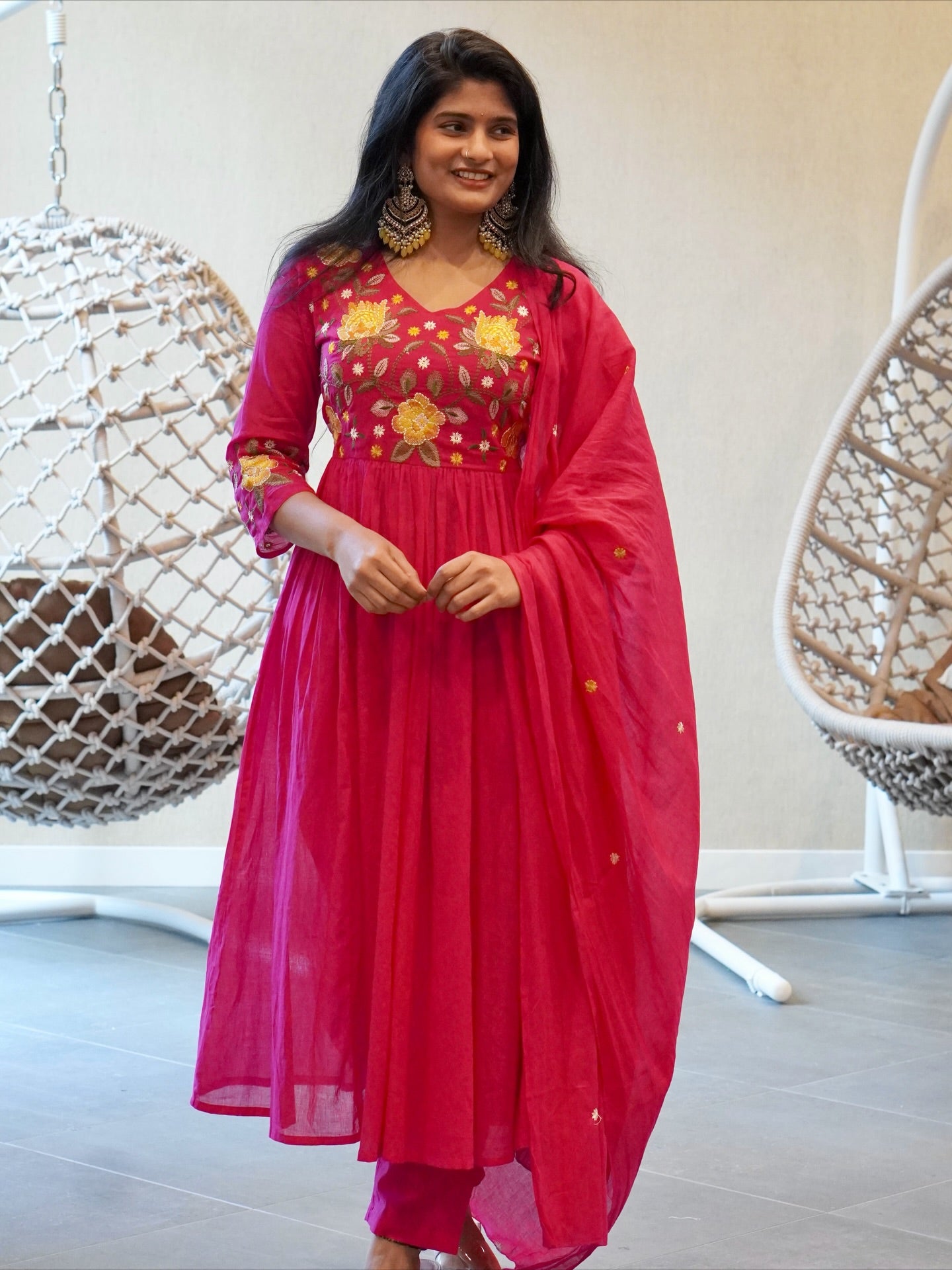 Hot Pink Anarkali Set