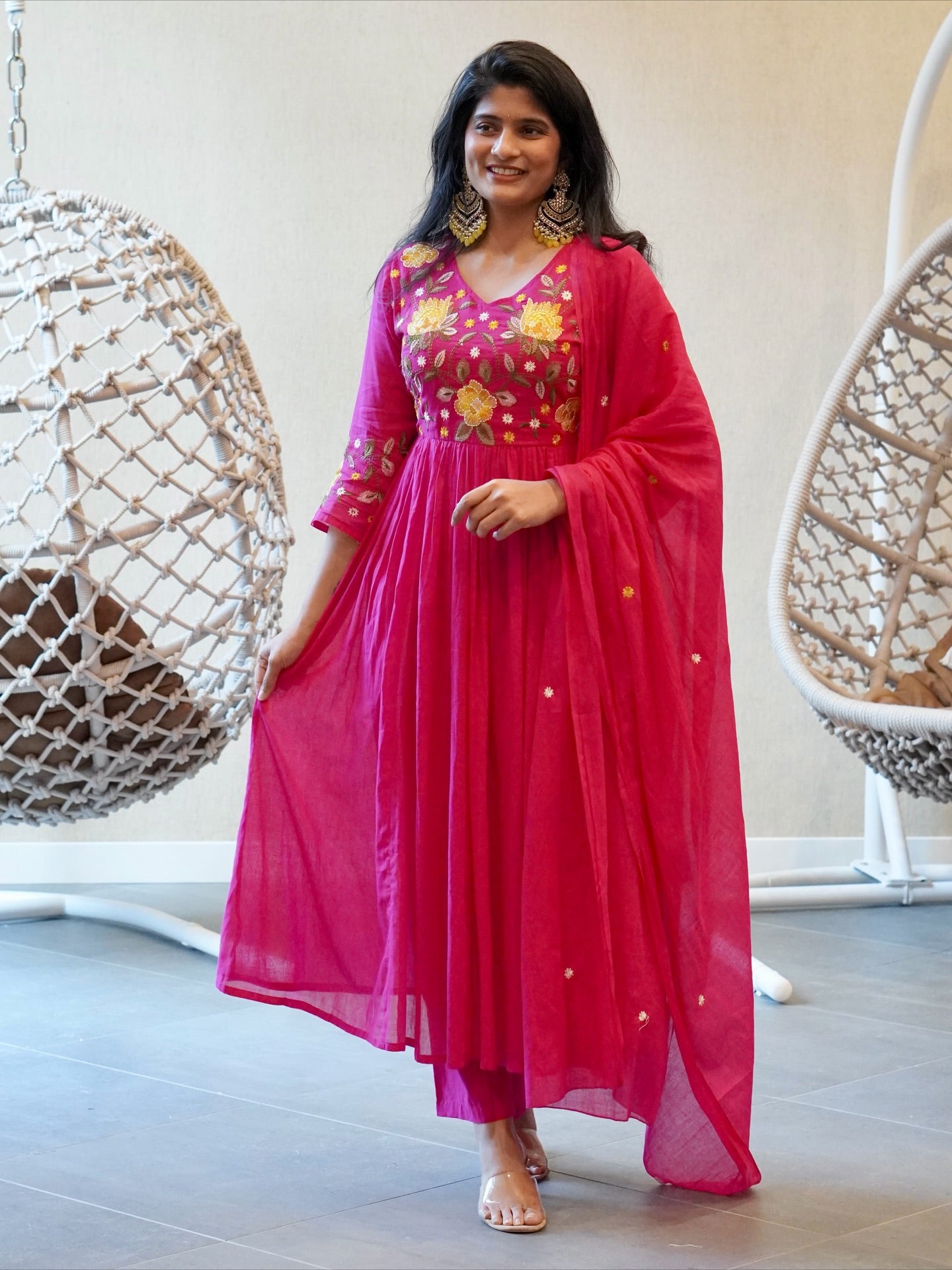 Hot Pink Anarkali Set